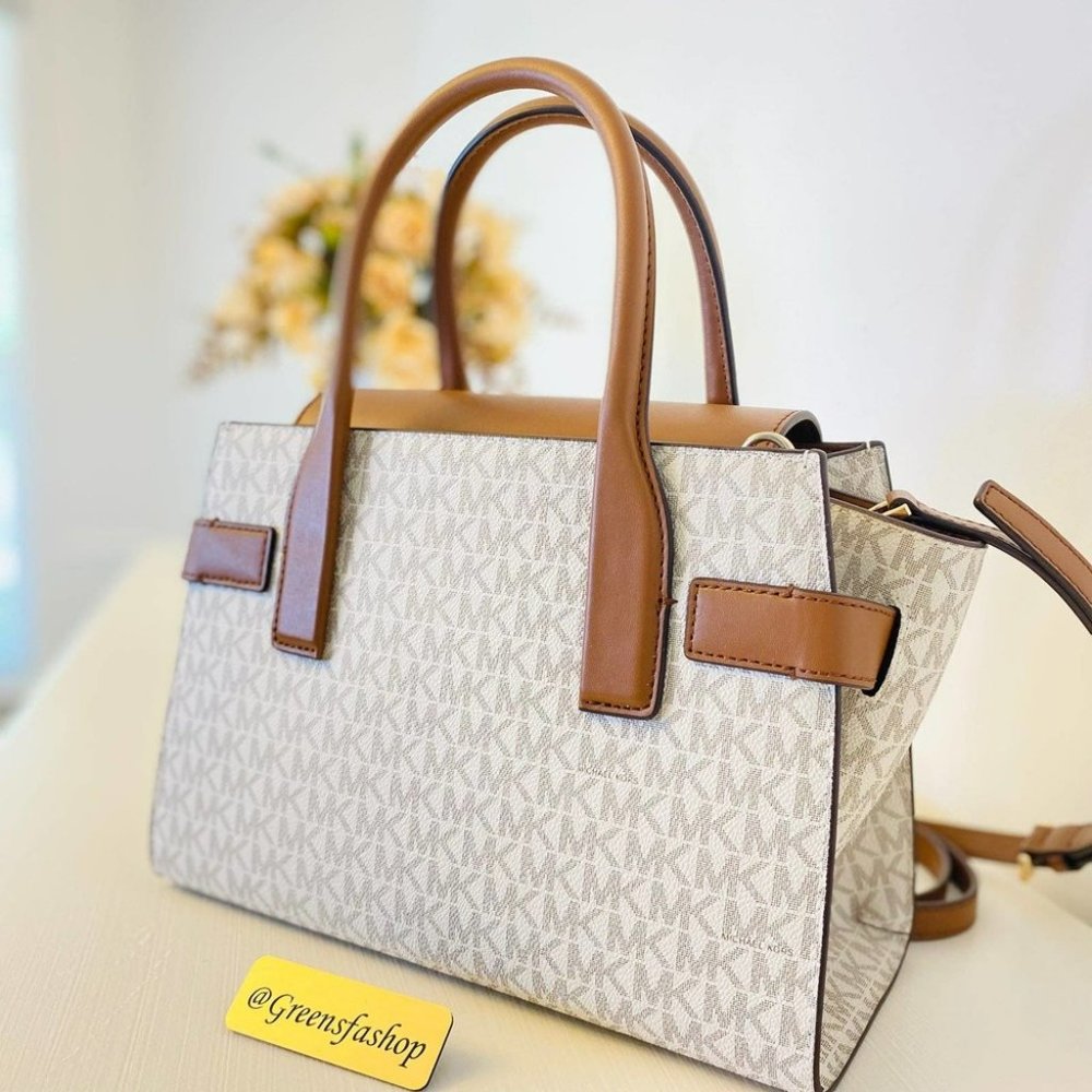 Michael Kors Purse Carmen Medium Flap Satchel shoulder bag vanilla - Picture 2 of 11